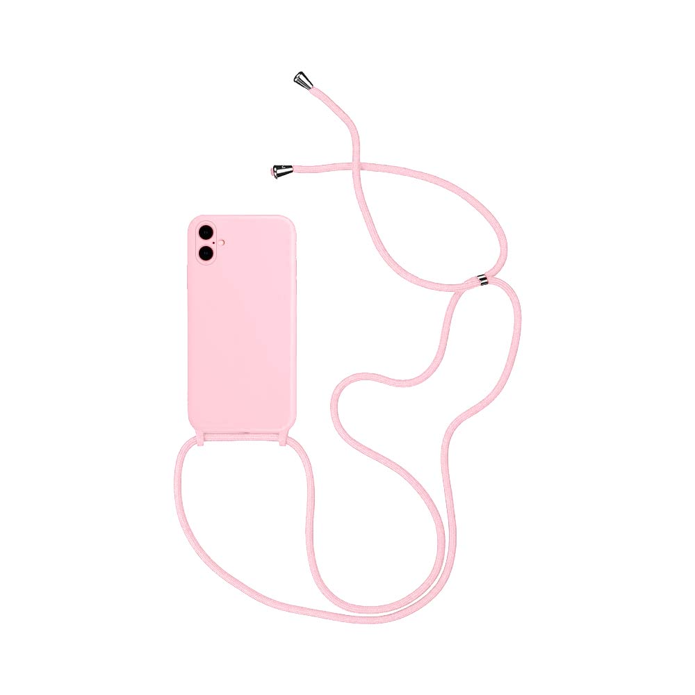 Coque Silicone avec Cordon Détachable pour Apple iPhone 16 Plus – Rose Élégant